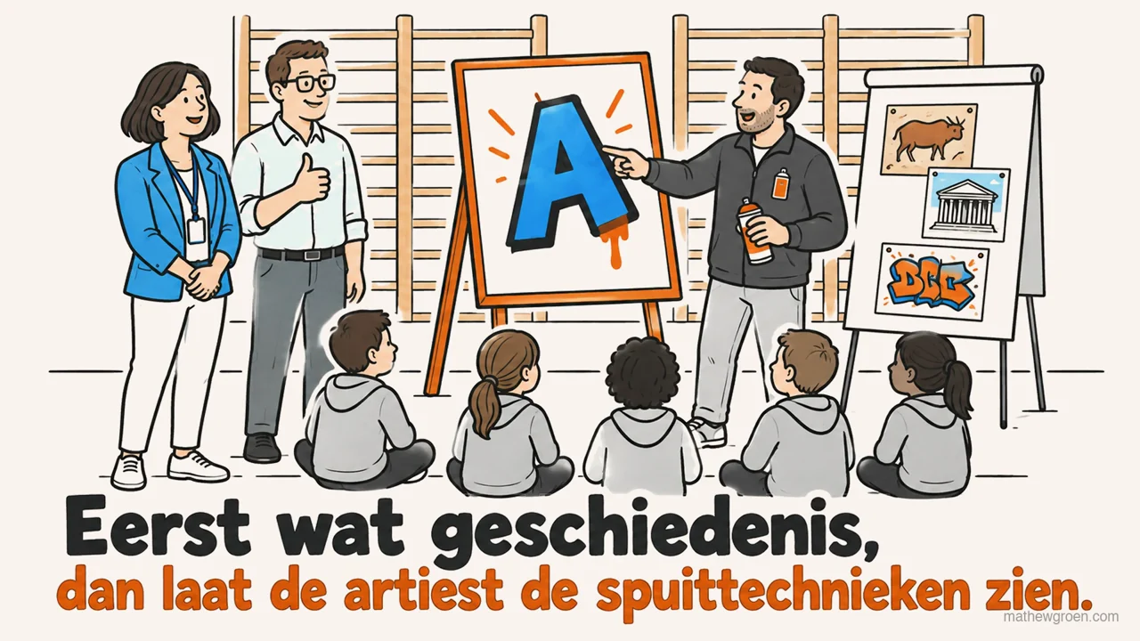 Een graffitiworkshop op school, stap voor stap